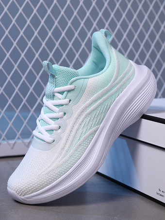 ライトグリーン 女性用スポーツシューズ ラウンドトゥ レースアップ 快適スニーカー