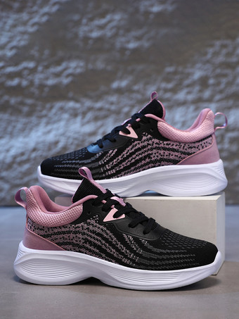 レディースランニングシューズ ラウンドトゥ レースアップ スポーツシューズ