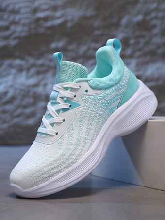 ミントグリーンレディースランニングシューズ ラウンドトゥ レースアップ スポーツシューズ