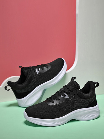 レディースランニングシューズ ラウンドトゥ レースアップ スポーツシューズ