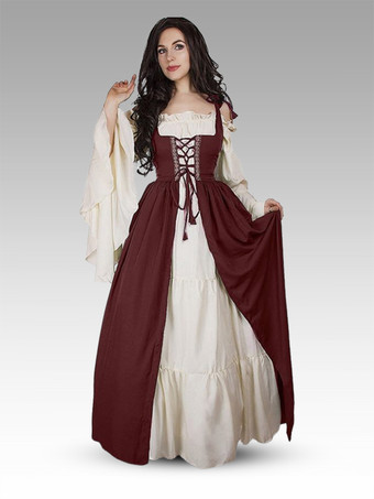 Vintage Inspired Women Renaissance Overdress Medival Peasant Costume Dress