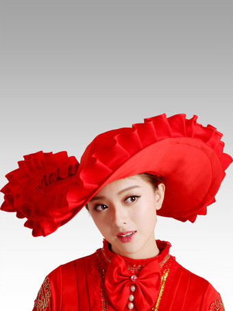 Women's Red Frills Gothic Victorian Hats