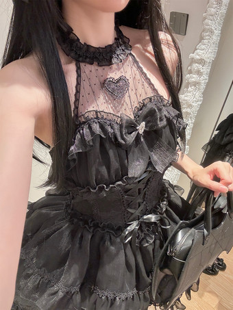   パステルゴシックロリータドレス フリル レースアップ ピンク ホワイト ロマンス姫ロリータドレス