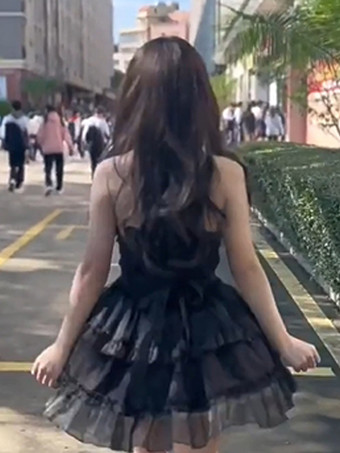   パステルゴシックロリータドレス フリル レースアップ ピンク ホワイト ロマンス姫ロリータドレス