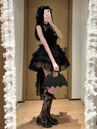   パステルゴシックロリータドレス フリル レースアップ ピンク ホワイト ロマンス姫ロリータドレス