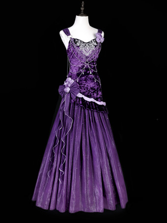   パステルゴシックロリータドレス フリル 蝶結び レース 花 リボン パープル ロマンス ゴシックロリータ Jsk