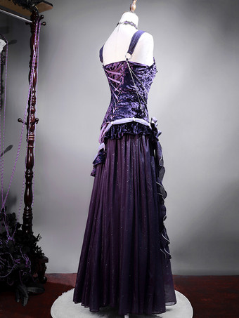   パステルゴシックロリータドレス フリル 蝶結び レース 花 リボン パープル ロマンス ゴシックロリータ Jsk