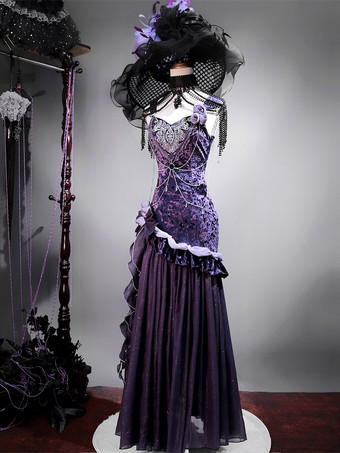   パステルゴシックロリータドレス フリル 蝶結び レース 花 リボン パープル ロマンス ゴシックロリータ Jsk