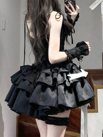   パステルゴシックロリータリボンフリルカラーブロックバタフライプリントロマンスゴシックロリータJsk