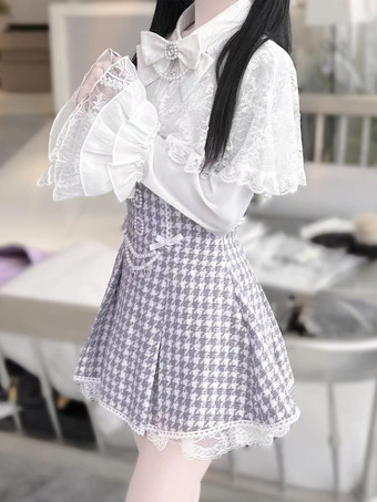 ゴシックロリータブラウス ホワイト 長袖 ロリータ トップス フリル レース レース ロリータ シャツ