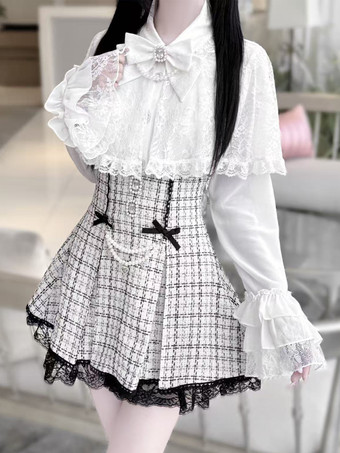 ゴシックロリータブラウス ホワイト 長袖 ロリータ トップス フリル レース レース ロリータ シャツ