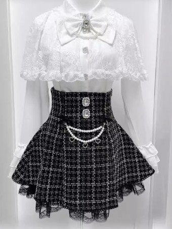 ゴシックロリータブラウス ホワイト 長袖 ロリータ トップス フリル レース レース ロリータ シャツ