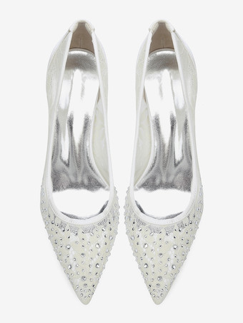 レースのウェディングシューズ、ポインテッドトゥ、キトンヒール、花嫁介添人用マザーシューズ