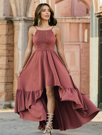 ハイローヘムストラップドレス 夏 ボヘミアン ロングドレス レディース 2026