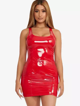 Sleek Faux Leather Mini Dress With Racerback Sexy Club Dress For Women 2026 - Milanoo.com Sleek Faux Leather Mini Dress With Racerback Sexy Club Dress For Women 2026 - Milanoo.com