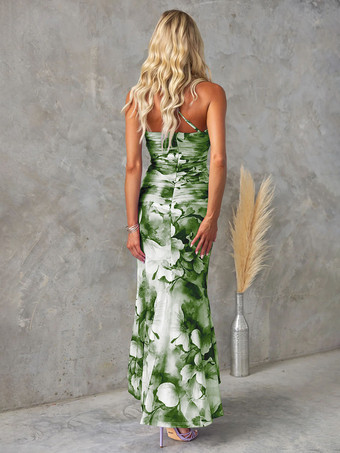 2025年レディース向け花柄ワンショルダーロングドレス