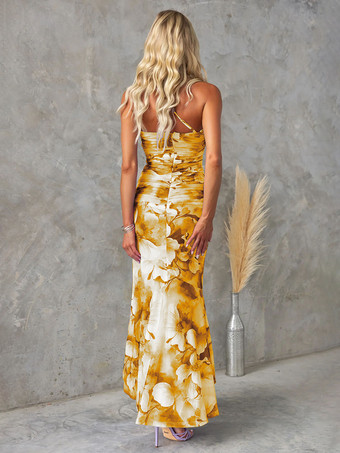 2025年レディース向け花柄ワンショルダーロングドレス