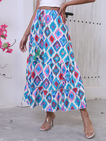 幾何学模様のレイヤードマキシスカート（レディース）2025