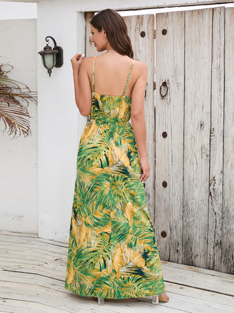 トロピカルプリントのマキシドレス 夏用スリップドレス（レディース 2025）