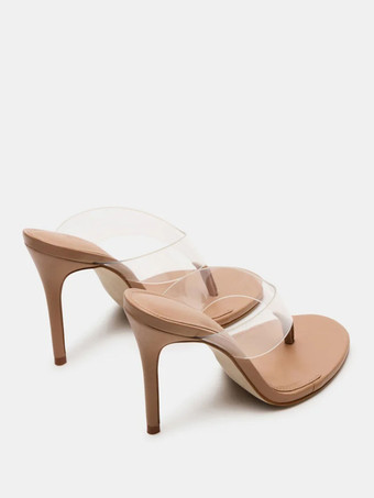 ブラックのフリップフロップサンダル、トングハイヒール、バックレスサンダル、スライド