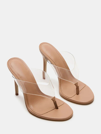 ブラックのフリップフロップサンダル、トングハイヒール、バックレスサンダル、スライド