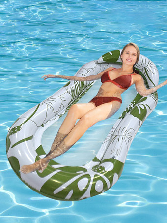 グリーン 大人用トロピカルプリントインフレータブルプールフロート 2025