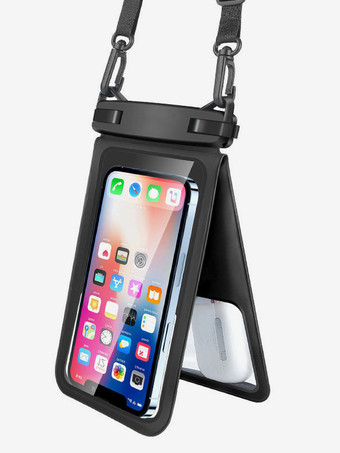 ブラック デュアルコンパートメント防水携帯電話ポーチ IPX8 30m深度