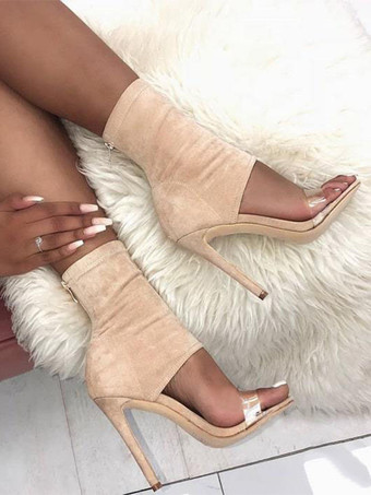 ハイヒールサンダル オープントゥ 透明スティレットヒールサンダル ブーティ