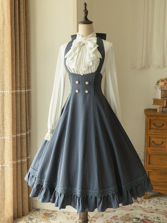 Vestido clásico de lolita de poliéster sin mangas a rayas Vestidos clásicos de lolita rojos