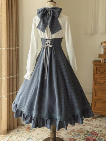 クラシックロリータドレス ポリエステル ノースリーブ ストライプ クラシックレッドロリータドレス