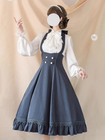 クラシックロリータドレス ポリエステル ノースリーブ ストライプ クラシックレッドロリータドレス
