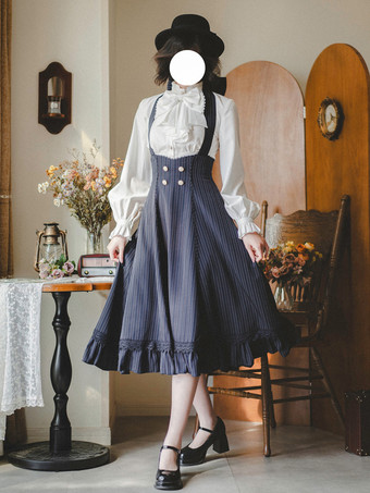 クラシックロリータドレス ポリエステル ノースリーブ ストライプ クラシックレッドロリータドレス