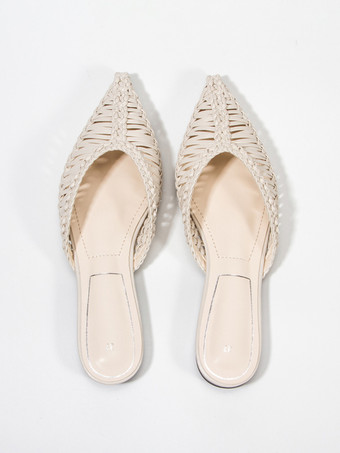 レディース フラットミュール ポインテッドトゥ ステインバックレス ビーチサンダル