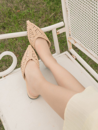 レディース フラットミュール ポインテッドトゥ ステインバックレス ビーチサンダル