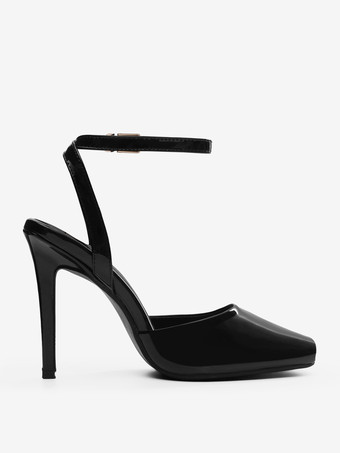 ブラックハイヒールサンダル ピープトゥ スリングバックサンダル レディース 2025