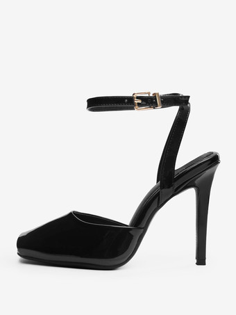 ブラックハイヒールサンダル ピープトゥ スリングバックサンダル レディース 2025