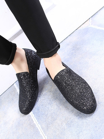 メンズ リベットローファー スリッポン ポインテッドトゥ グリッター ペニーシューズ タキシードスーツ ドレス プロムシューズ