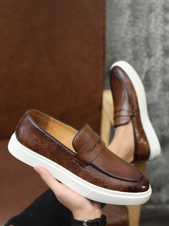 メンズ ペニーローファー レザー プラットフォーム ラウンドトゥ スリッポン ペニーシューズ パーティー 結婚式用