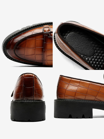 メンズローファー ダブルモンクストラップ スリップオン ノンスリップ プラットフォーム チャンキーペニーシューズ