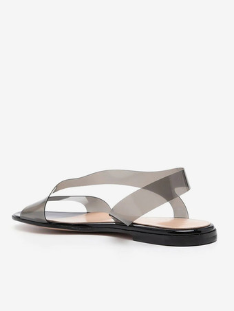 レディース フラットサンダル 透明オープントゥ ビーチサンダル シューズ