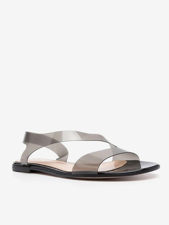 レディース フラットサンダル 透明オープントゥ ビーチサンダル シューズ