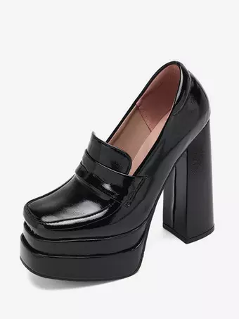 Mocassini con plateau in pelle sintetica da donna, stile college • Il Mio Mocassino