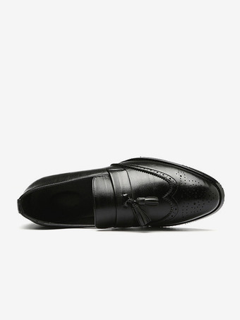 メンズ タッセルローファー レザー ウィングチップパターン フォーマルシューズ スリッポン ポインテッドトゥ ペニーシューズ