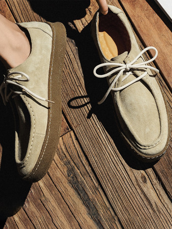 メンズ スエードローファー レースアップ スリッポン 2ホール 厚底 ウォーキングシューズ ローカット 軽量 モカシンシューズ