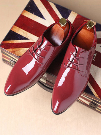 メンズドレスシューズ レースアップ ポインテッドトゥ PUレザー ダービーシューズ ブロックヒール 耐摩耗性 ローカット フォーマルシューズ