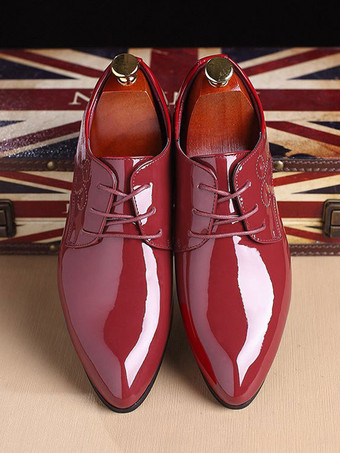 メンズドレスシューズ レースアップ ポインテッドトゥ PUレザー ダービーシューズ ブロックヒール 耐摩耗性 ローカット フォーマルシューズ