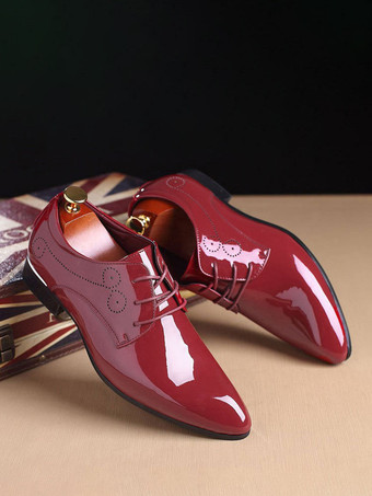 メンズドレスシューズ レースアップ ポインテッドトゥ PUレザー ダービーシューズ ブロックヒール 耐摩耗性 ローカット フォーマルシューズ