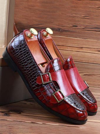 メンズローファー スリッポン ローヒール レザー モンクシューズ テクスチャード加工 ロートップ ペニーシューズ