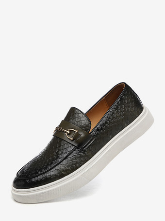 メンズ ホースビットローファー スリッポン チェーン モンクシューズ ラウンドトゥ プラットフォーム チャンキー ロートップ ペニーシューズ