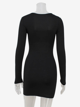 2025年の夜のお出かけにぴったりの、カットアウト入りロングスリーブボディコンミニドレス